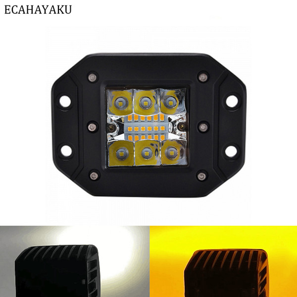 ECAHAYAKU 3inch Square Cube Pods 36W Led Work Light Flash mount 12V 24V Dual color Strobe for Offroad SUV Jeep Hummer ATV Motor