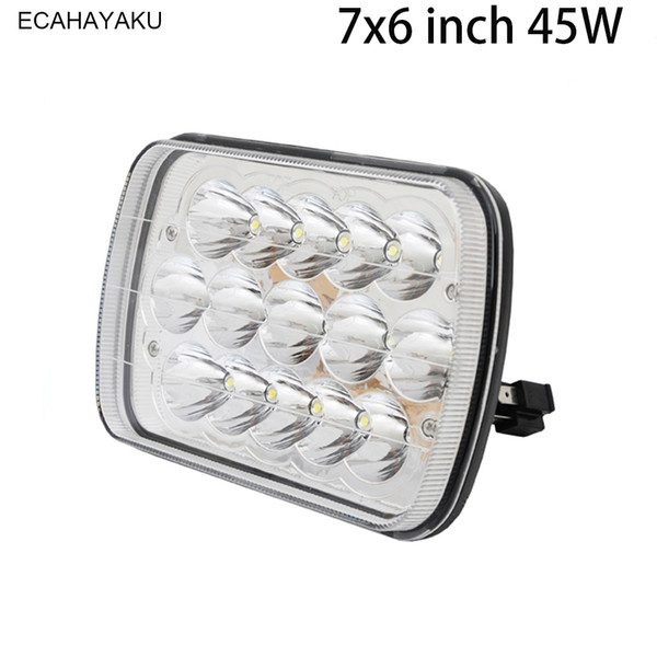 ECAHAYAKU 45W 7 Inch Square Work Lights High/Low Beam LED Light Bulbs Headlight Lamp For TJ CJ Tractor Truck 4x4 driving light