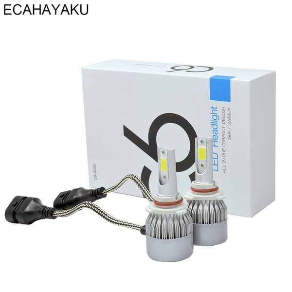 1 Pair C6 Auto Car H11 H7 H13 9004 9005 9006 LED Headlights 72W 6000K 7600LM COB Auto Led Headlamp 12v 24v