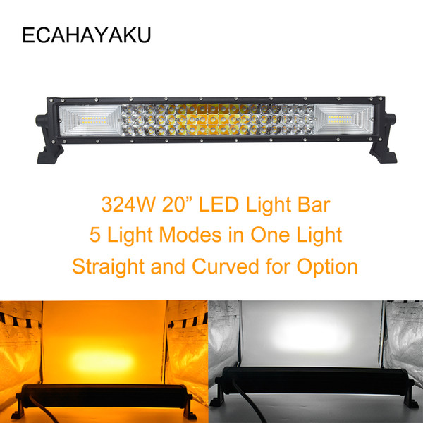 ECAHAYAKU 20 inch 324w led work light bar 5 light modes combo beam for car truck offroad ATV SUV LED fog driving lamp