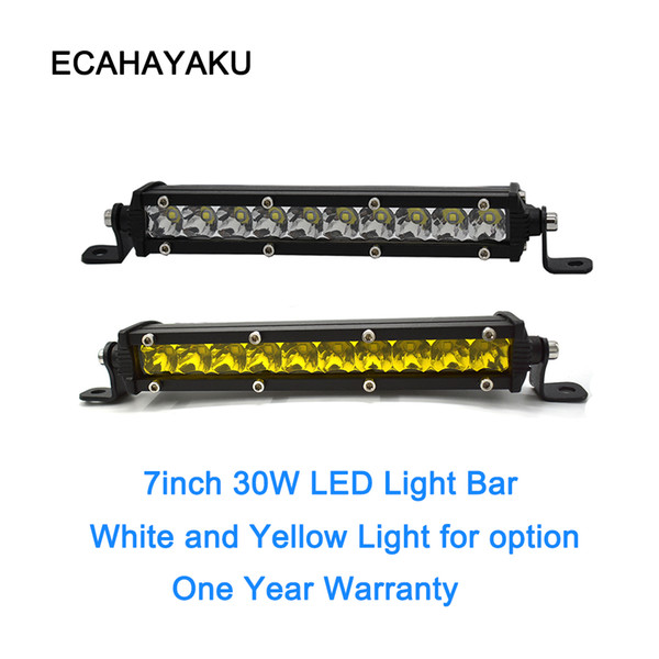 ECAHAYAKU 7inch 30w LED work Light Bar Yellow White light for car styling Off-road Boat Car Truck 12V ATV SUV jeep off road