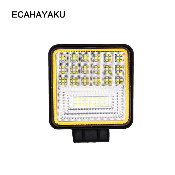 ECAHAYAKU 4 Inch 126W 6-Row LED Work Light Bar with Yellow DRL light 12v off road led bar 4x4 Driving fogLamp SUV Truck