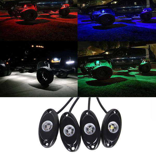 4Pcs 9W LED Rock Light Flood RED BLUE GREEN WHITE LED Light 12V 24V 4x4 Under Body Trail Rig Light SUV ATV Boat