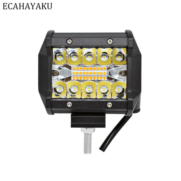 20Pcs ECAHAYAKU Tri-Row 4 inch LED Light Bar White Yellow Strobe Flashing 6 modes for Off-road SUV Boat Jeep Hummer Fog Lights 12V