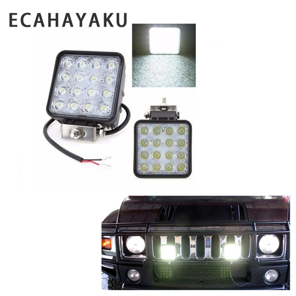 ECAHAYAKU 2x 4 Inch 48W DC 12V 24V LED Work Light Lamp Beam Off-road Boat Car Motorcycle ATV Driving Lighting fog Square lights