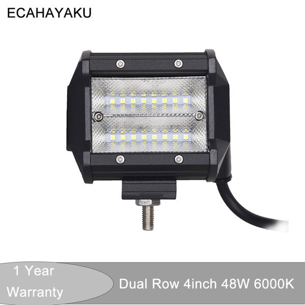 ECAHAYAKU 1x LED 48W Work Lamp 4 Inch Light Bar 12V FLOOD beam FOR 4x4 OFF-ROAD ATV TRUCK BOAT car styling fog lamp