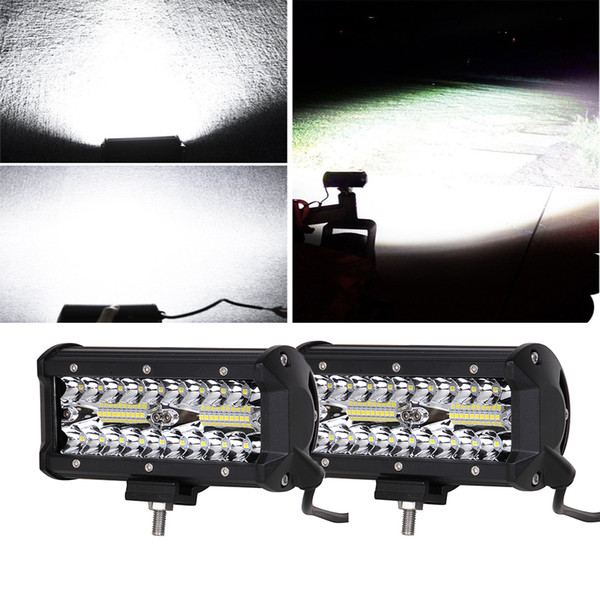 ECAHAYAKU 2x 7 Inch 120W Combo Led Light Bars Flood Beam for Work Driving Offroad Boat Tractor Truck 4x4 SUV ATV 12V 24V