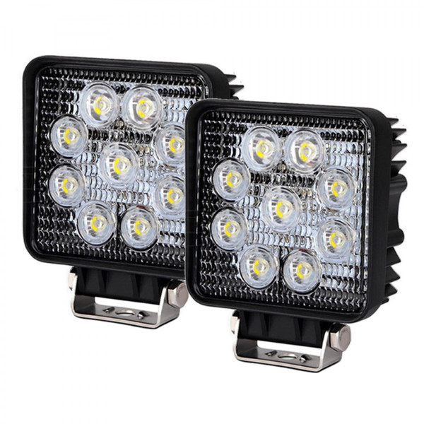 2 piece automotive 12v 24v DC 4.3 inch 9pcs 3W high intensity 27W truck tractor trailer jeep led work light