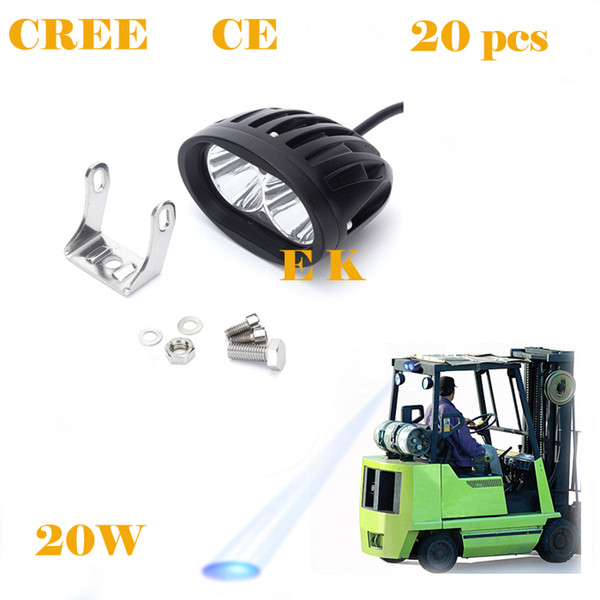 20 pieces 20W LED Spot Forklift Truck Blue Red Yellow Warning Lamp Safety Working Light 12-30V IP67 Waterproof