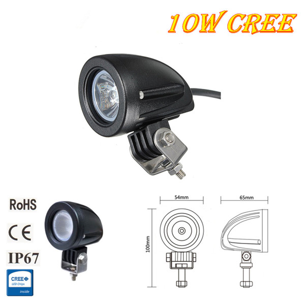 1 piece Free shipping Automotive Motorcycle Bike 12V 24V 2inch 10W CREE Waterproof Led Work Light