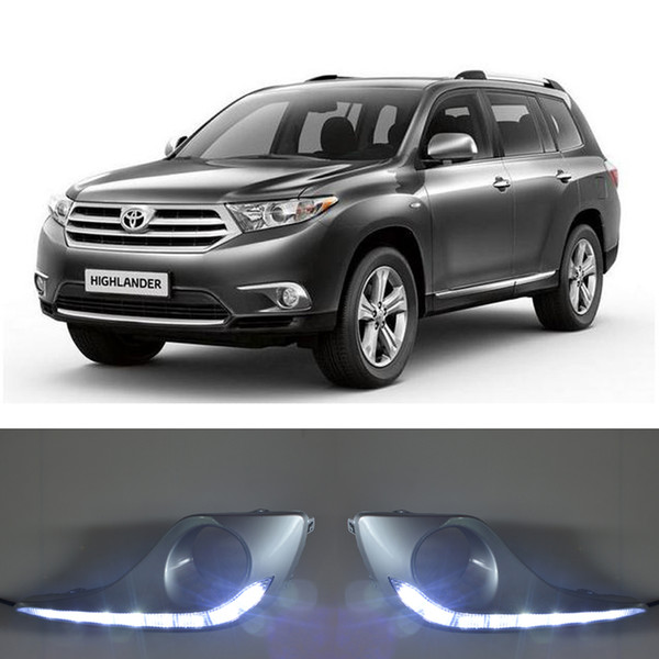 ECAHAYAKU LED Daytime Running Light DRL for Toyota High Lander 2012 2013 Left & Right Fog Light Cover with Relay