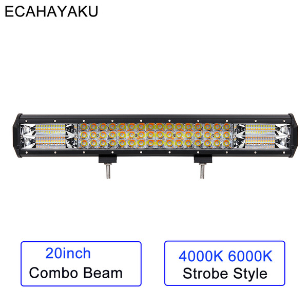 20inch 288w 20'' Tri rows movable bracket IP68 waterproof high power high lumens 7D LED light bar dual colors offroad 4x4 car light