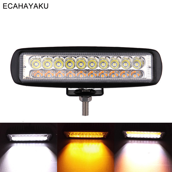 ECAHAYAKU 60W 6inch Car Led Bar Light Amber/White Dual color Led Worklamp 10-32V DC for Off Road 4x4 SUV Truck Trailer Boat