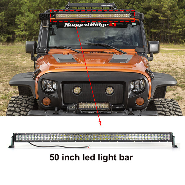 ECAHAYAKU 50 Inch Curved Led Light Bar COMBO 288W Dual-Row Driving beam Off-road Car styling for 4x4 SUV ATV 12V JEEP boat truck