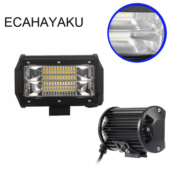 ECAHAYAKU 1x 5 Inch 72W 6000K Off-road Led Work Light Bar Fog driving Lights for Trucks SUV ATV 4x4 4D Flood Beam boat