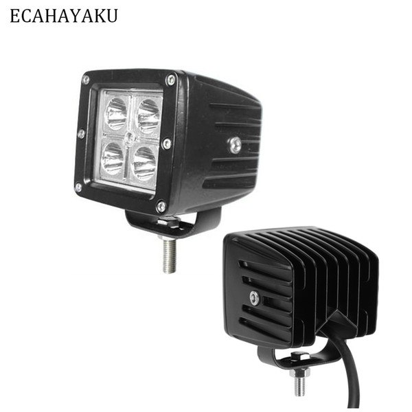 ECAHAYAKU 2PCS 12W 12V LED Work Light Bar Spotlight Spot Flood Lamps Driving Fog lights Off-road For Off road 4x4 4WD Auto Lamp