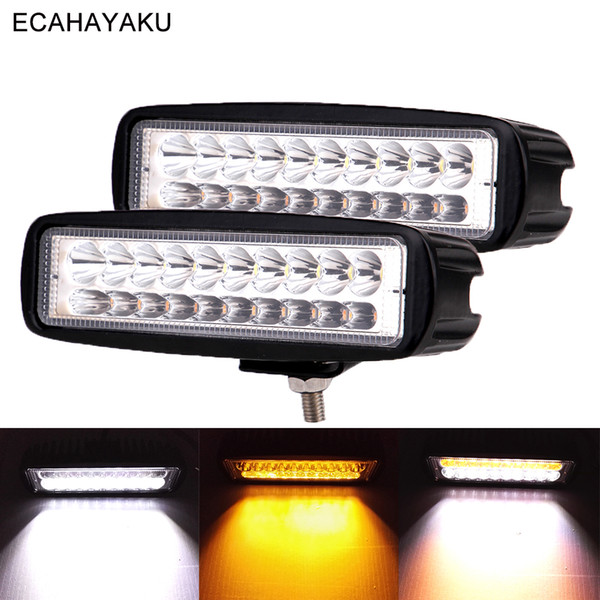 ECAHAYAKU 2piece 60W 6inch Car Led Bar Light 3000K/6000K Dual color Led Worklamp 10-32V DC for OffRoad 4x4 SUV Truck Trailer Boat