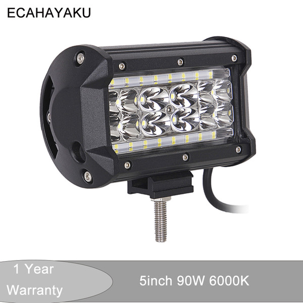 ECAHAYAKU 1x 5 inch 90W LED Work Light Bar for Tractor Boat Off-Road led bar 4x4 Truck SUV ATV Combo Beam 12V 24v