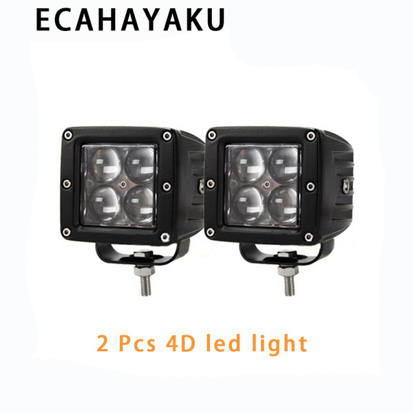 ECAHAYAKU 2Pcs Car 4D 20W LED offroad Work Pods Light Spot Fog Lamps For Ford Truck Boat SUV Atv Jeep Wrangler 4wd Motorcycle