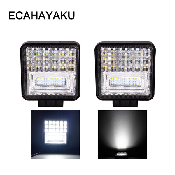 ECAHAYAKU 2pcs 4 inch 126W Off-road LED Work Light bar combo Beam 12V 24V 4x4 Driving Fishing Fog Light for car styling auto