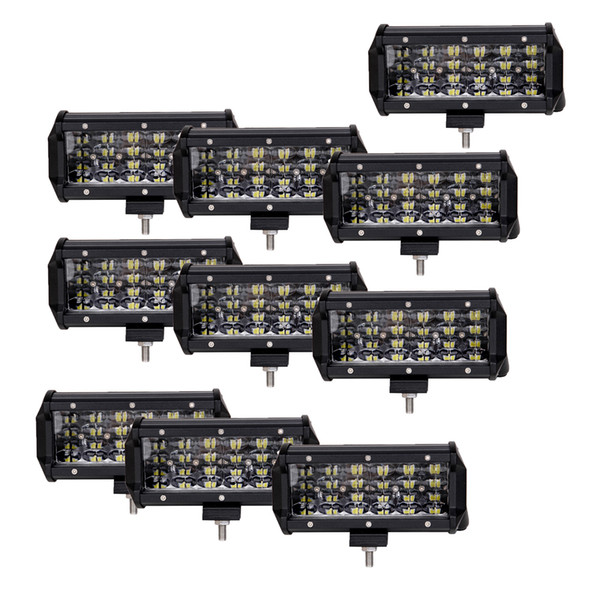 ECAHAYAKU 10Pcs 7inch Car LED Light Bar Quad Row 72W 10-30V Led Work Bar Light For Off road Trucks 4X4 Boat