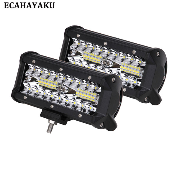 2Pcs 7Inch Offroad 120W LED Worklight 3-Row Spot Flood Combo Auto Led Light Bar For ATV Lada Niva 4x4 Boat Bar 12V 24V