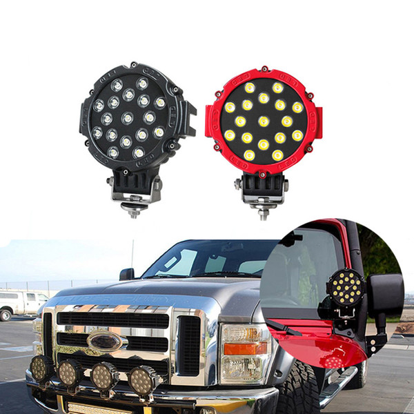 12Pcs 7Inch 51W Car LED Work Light Bar 12V Round High-Power Spot For 4x4 Offroad Truck Tractor ATV SUV Jeep Driving Fog Lights