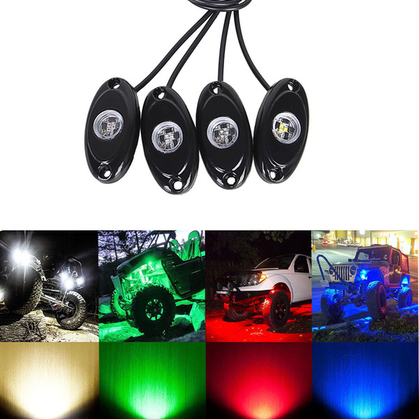 4 Pcs Universal 9W LED Rock Light Flood Beam 12V 24V 4x4 Under Body Trail Rig Lamp SUV ATV Boat Car Decorative Light