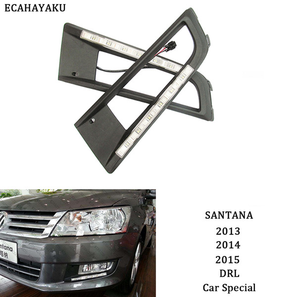 ECAHAYAKU Car DRL for VOLKSWAGEN SANTANA 2013 2014 2015 LED Daytime Running Lights bar Daylight fog lamp bulb light 12V