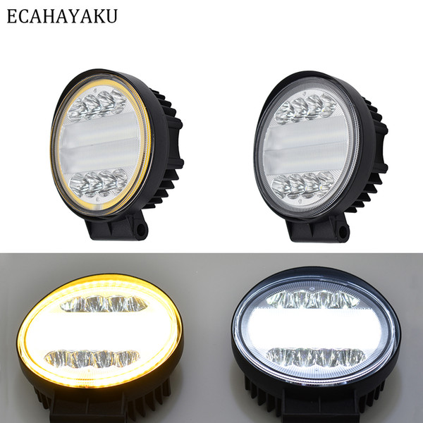 ECAHAYAKU 1x 4-Row 4 Inch 72W SUV Truck Spot Flood Combo Round LED Work Light Offroad Driving FogLamp Light Bar/Work Light jeep