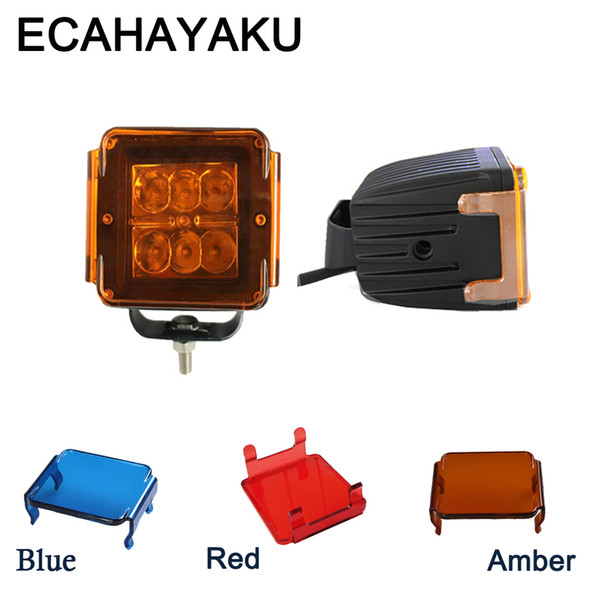 ECAHAYAKU 2 pieces 3 Inch Led Work Light with Amber red Blue Cover 18w Flood fog Beam Off-road Truck ATV Bumper 12V 24V