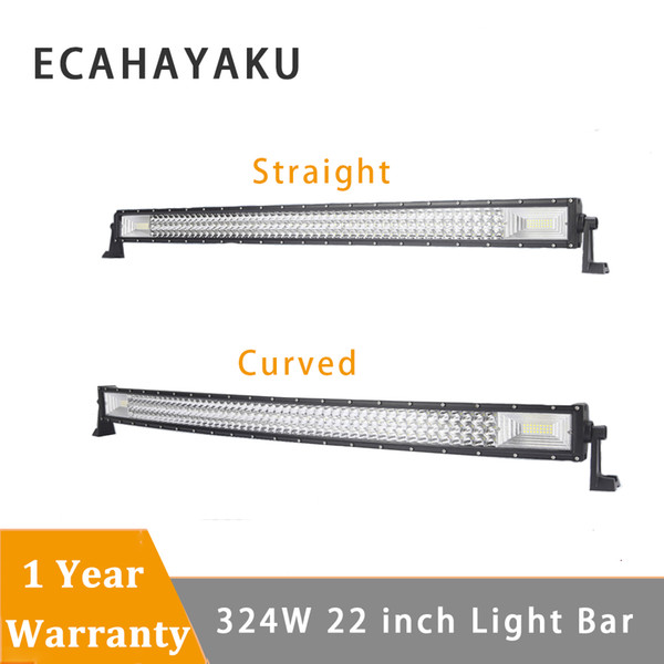 ECAHAYAKU 22 INCH 324w LED Light Bar Straight Curved Work Light Fit 4x4 Truck ATV RZR Trailer Car Roof Off road Driving Light