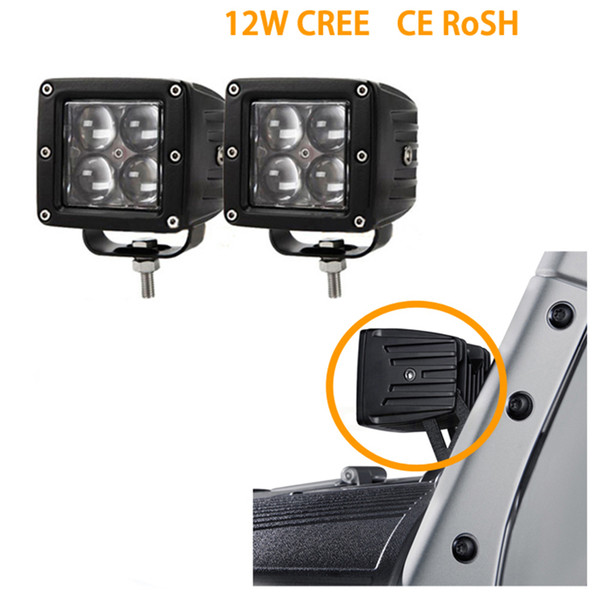 ECAHAYAKU 2PCS 20W 4D LED Work Light Bar Pod Spot Beam Offroad Driving fog Lights for Ford Jeep ATV 4x4 4WD Truck pick-up