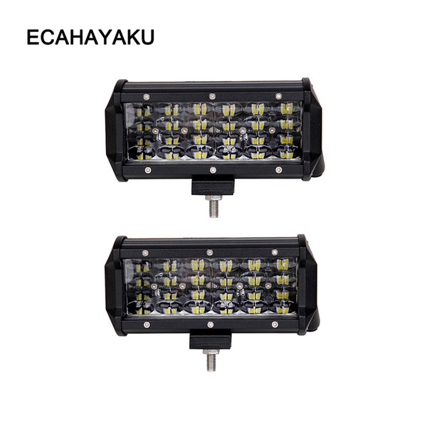 ECAHAYAKU 2pcs super bright 72W Offroad Car 4WD Truck Tractor Boat Trailer 4x4 SUV ATV 12V 24V Spot LED Light Bar Work Light