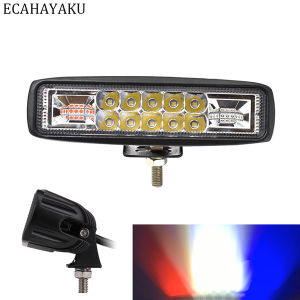 ECAHAYAKU Slim size 6 inch Led Light Bar Dual Colors Flashing style Warning Light Work Light for Offroad SUV Motorcycle Boat E-bike Forklift