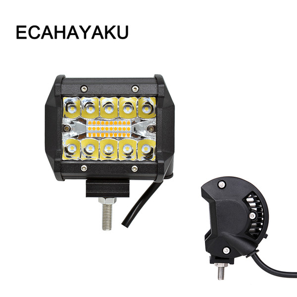 ECAHAYAKU 6light modes 4 Inch 60W LED Work Light Bar Combo Offroad 4x4 Fog Driving Light Lamp for Truck ATV 12V Headlight Boat