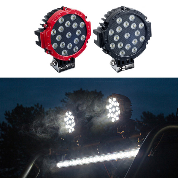 ECAHAYAKU 1Pcs 7 Inch 51W Round LED Work Light Headlight Spot Flood Beam For 4x4 Offroad Truck Tractor ATV SUV Driving Fog lamp