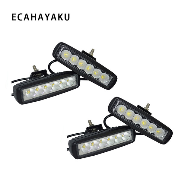 ECAHAYAKU 4Pcs 6 inch 18W LED work Light Bar 12V-80V Motorcycle Offroad 4x4 ATV Spotlight Truck Tractor Warning Work fog Light IP67