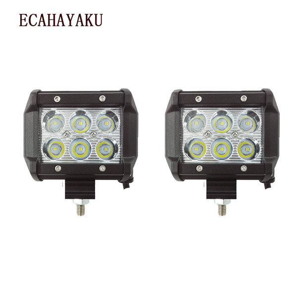 ECAHAYAKU 2pcs Led 18W 4''inch Spot Led Work Light 12V 24V for Offroad Lada Niva Uaz Toyota Audi Mazda BMW fog driving lamp