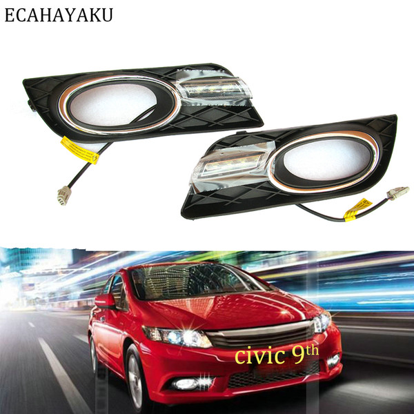 ECAHAYAKU led drl daytime running light car led fog lights for Honda Civic 2012 2013 2014 car styling led day light drl 12v