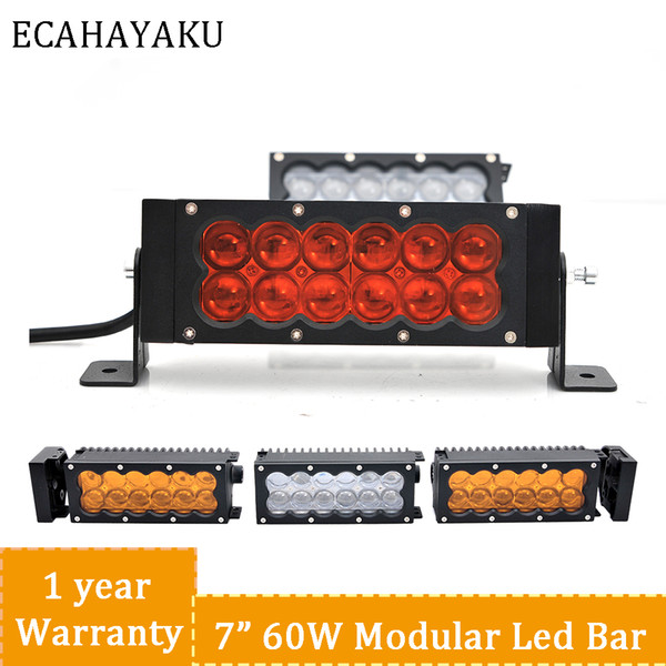 ECAHAYAKU Led Light Bar 7.5 inch DIY Length 60W Double Row Led Work light car styling Amber White Color Spotlights 4300K 6500K