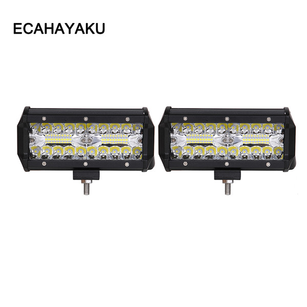 ECAHAYAKU 2PCS 7 inch 60W LED Work Light Bar for Tractor Boat OffRoad 4WD 4x4 Truck SUV ATV Flood COMBO beam driving lights