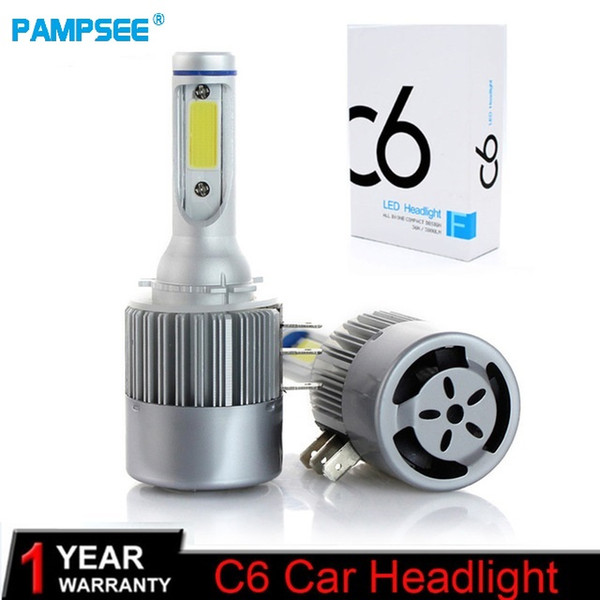 PAMPSEE 1Set H15 LED Car Headlight Bulbs COB Chip 60W 6000Lm 12V Auto Lamp Light White 6500K LED Bulbs with 1 Year Warranty