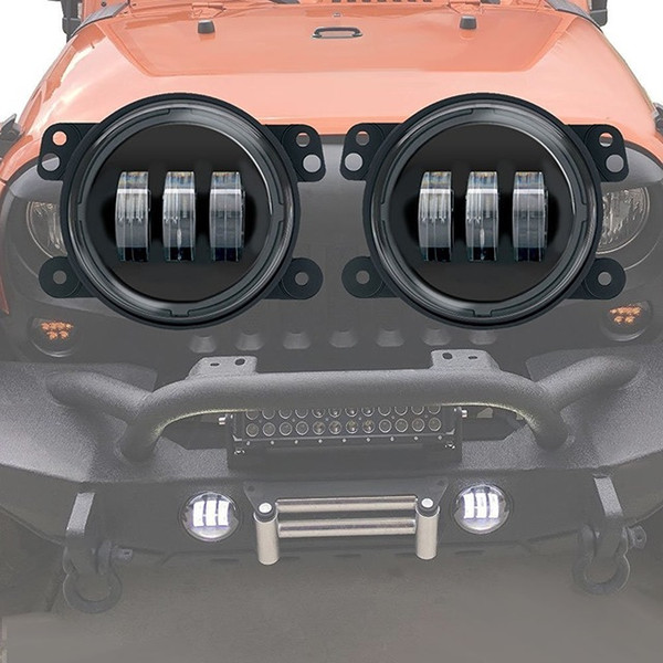 PAMPSEE 1 Pair 4 inch 60W 4800LM ip67 Led Fog Light with DRL Angel eyes For Jeep Wrangler JK For Jeep Wrangle