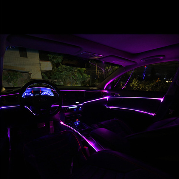 6M LED Car Neon EL Strip Light Sound Active Remote Control RGB Interior Auto Dashboard Decorative Atmosphere Strip Lamp 12V