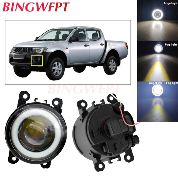 2pcs NEW Angel Eyes front bumper LED fog Lights with len For Mitsubishi L200 OUTLANDER 2 PAJERO 4 GALANT Grandis