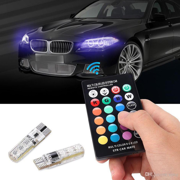 2pcs/pair T10 5050 Remote Control Car Led Bulb 6 Smd Multicolor W5w 501 Side Light Bulbs