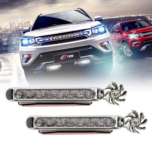 8 LED DRL Car LED Running Light Wind Energy No Need External Power Supply Daytime Light Daylight Headlight Fog Lamp 3 Colors