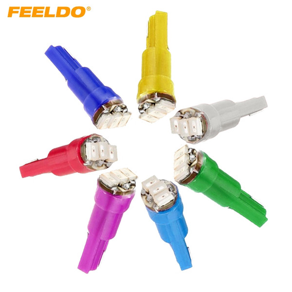 FEELDO 50PCS 7-Color T5 1206 3-SMD 0.1W Car Dashboard Gauge Side LED Light Bulbs Lamp DC 12V #1455