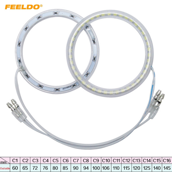 FEELDO 2PCS Universal Car LED Halo Rings Angel Eyes DRL Head Lamp Multi-Size for Choice White #1445